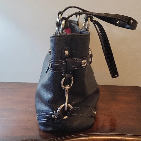 Coach Carly Black Leather Carryall Satchel Bag Tote Shoulder Bag J0878-13236